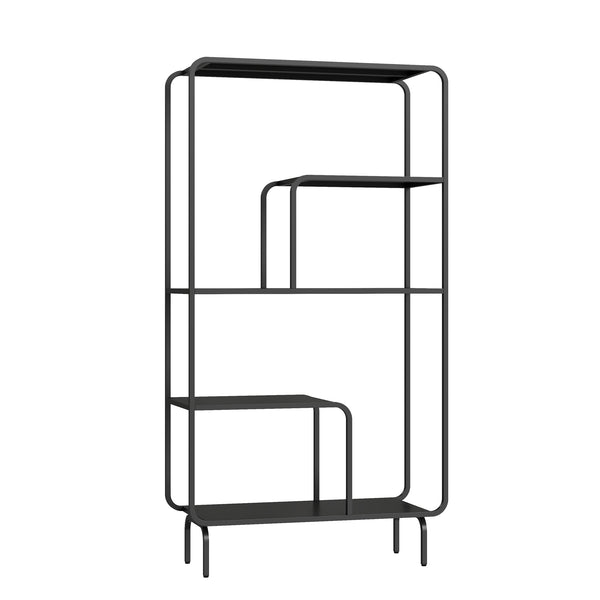 Bokhylla Færder stål 145x76x33 cm svart [en.casa]