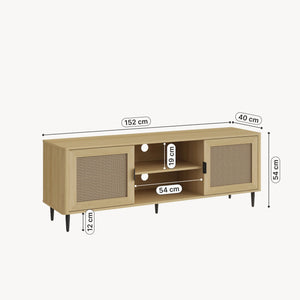 TV-bänk Lukhomso 152x40x54 cm Eklook/Rattanlook [en.casa]
