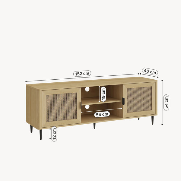 TV-bänk Lukhomso 152x40x54 cm Eklook/Rattanlook [en.casa]