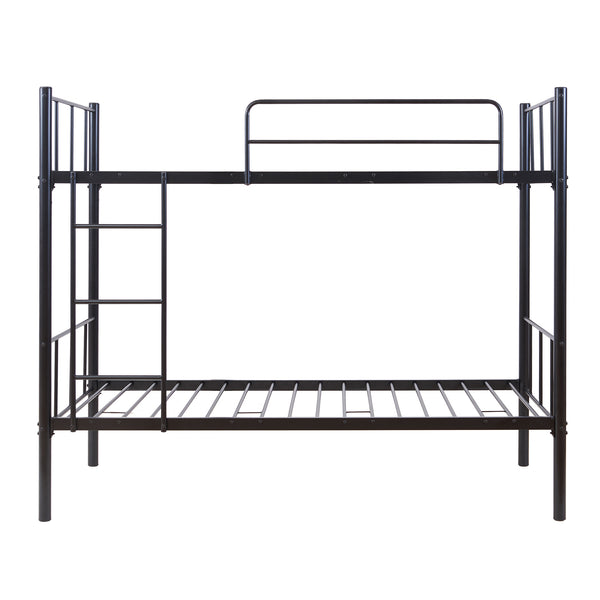 Metall-våningssäng Berimma med 2 madrasser 90x200 cm Svart [en.casa]
