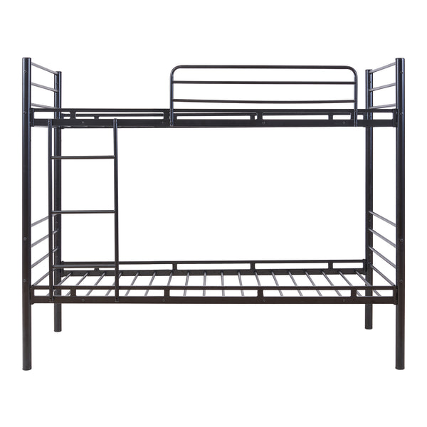 Metall-våningssäng Bevapis med 2 madrasser 90x200 cm Svart [en.casa]