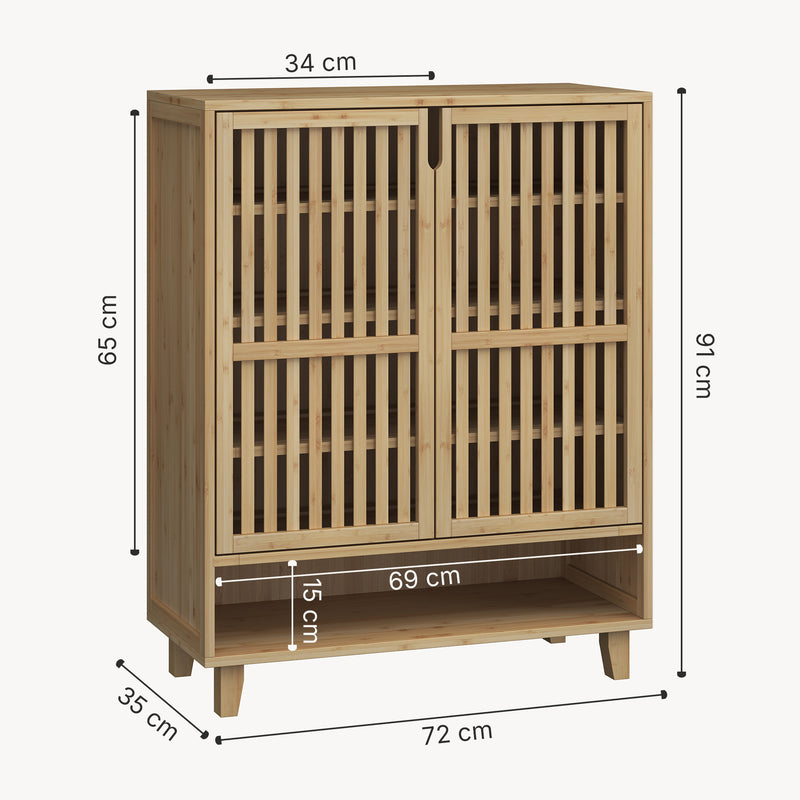 Måttskiss Skåp för skor Sirgerg 91x72x35 cm bambu natur [en.casa]