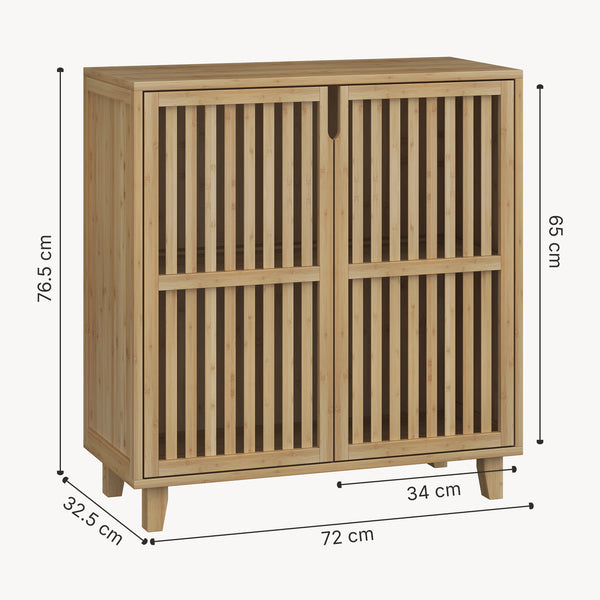 Sidobord Sirgerg 77x72x33 cm Bambus Natur [en.casa]