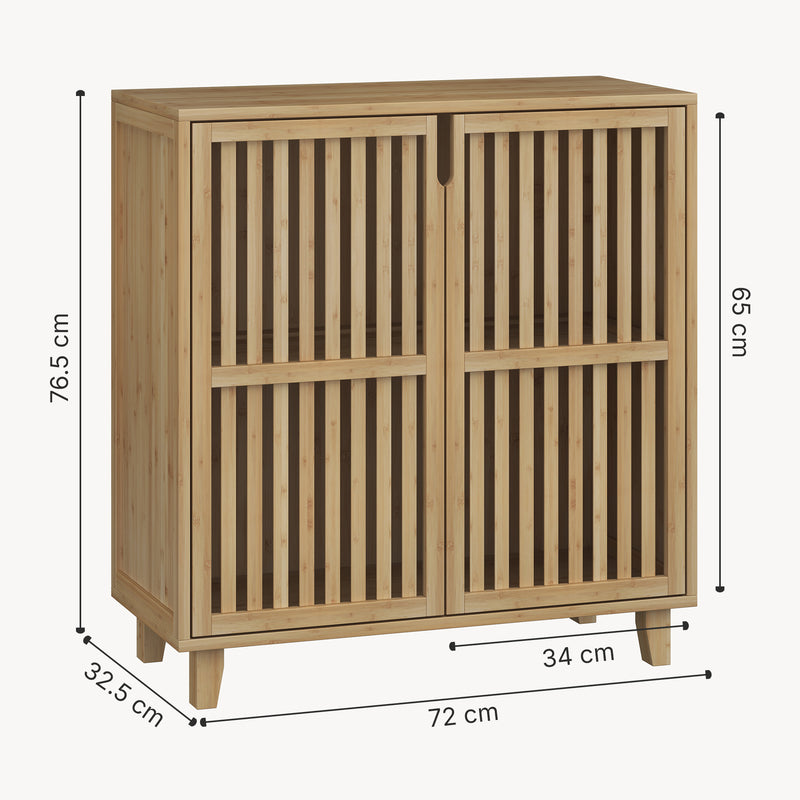 Måttskiss Sidobord Sirgerg 77x72x33 cm Bambus Natur [en.casa]