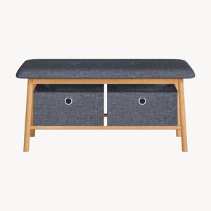 Sittbänk Vad med 2 förvaringslådor 90x30x45 cm Natur/Grå [en.casa]