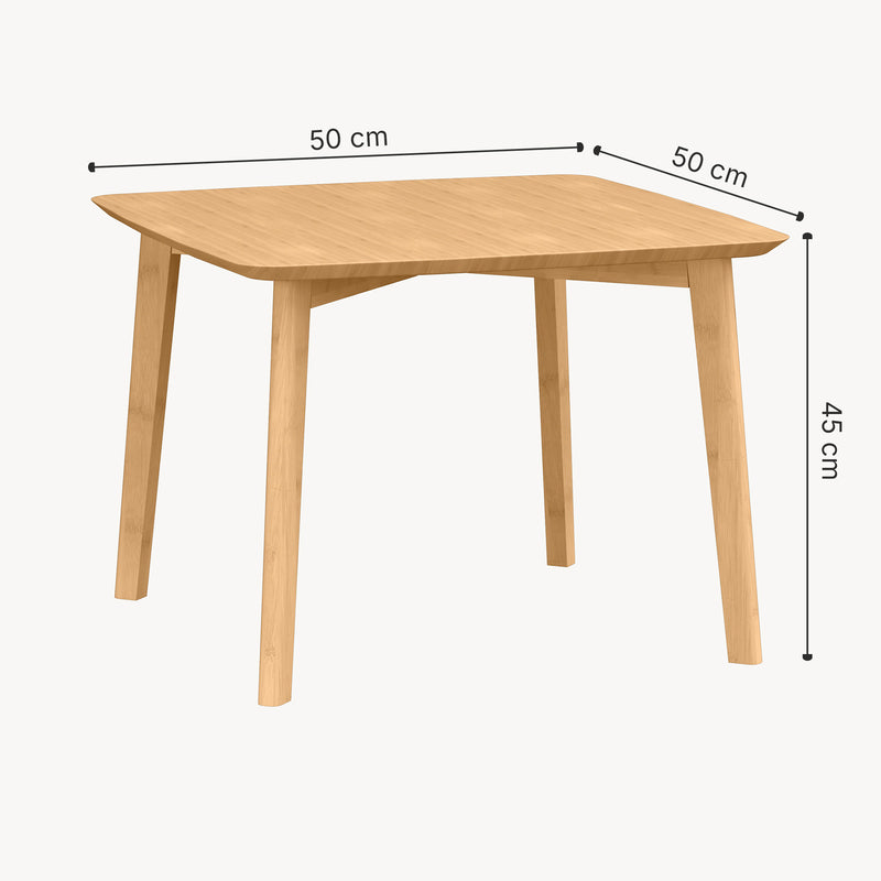 Måttskiss Sidobord Haad 45x50x50 cm Bambus Natur [en.casa]