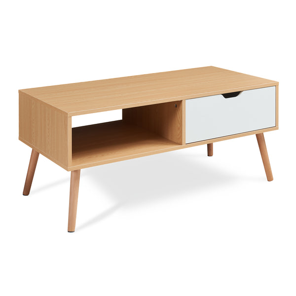 Soffbord Bordkak med låda 100x48x45 cm eklook/vit [en.casa]