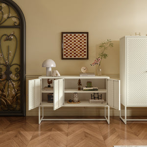 Sideboard Viitasaari 120x40x80 cm stål krämvit [en.casa]