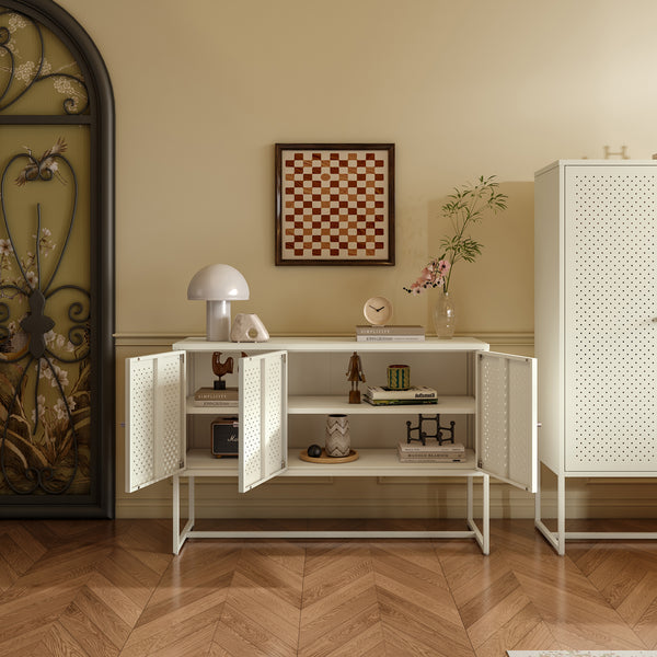 Sideboard Viitasaari 120x40x80 cm stål krämvit [en.casa]