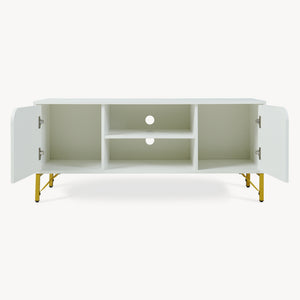 TV-bänk Reyri 120x39x52 cm Vit/Guldfärgad [en.casa]