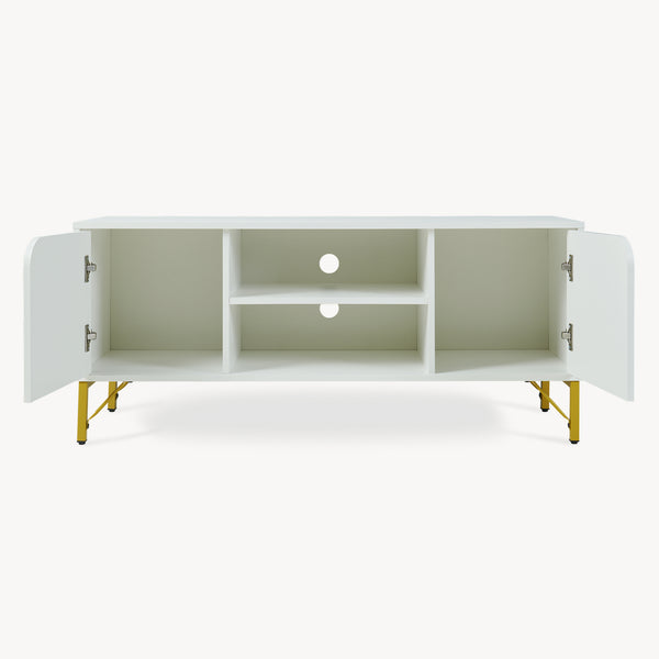 TV-bänk Reyri 120x39x52 cm Vit/Guldfärgad [en.casa]