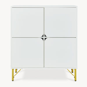 Sideboard Reyri 90x80x35 cm Vit/Guldfärgad [en.casa]