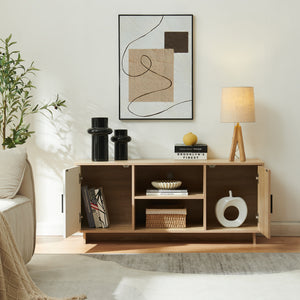 TV-bänk Kenta 120x39x52 cm Sonoma-eklook/Vit [en.casa]