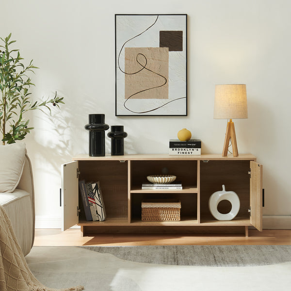 TV-bänk Kenta 120x39x52 cm Sonoma-eklook/Vit [en.casa]