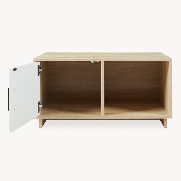 Soffbord Kenta 80x45x40 cm Sonoma-eklook/Vit [en.casa]