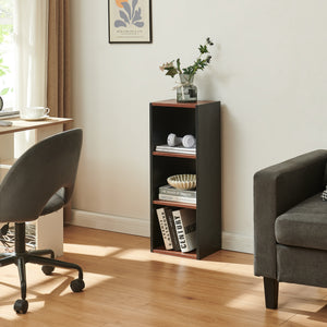 Bokhylla 'Trond' med 3 öppna fack 80 x 30 x 23 cm Svart/Valnötsutseende