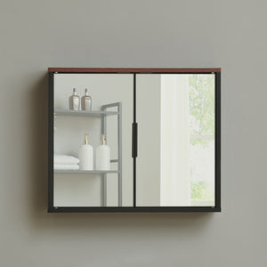 Spegelsskåp Trond 50x60x15 cm Svart/Valnötsutseende [en.casa]