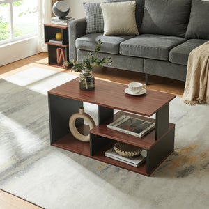 Soffbord Trond 80x40x42 cm Svart/Valnöt [en.casa]