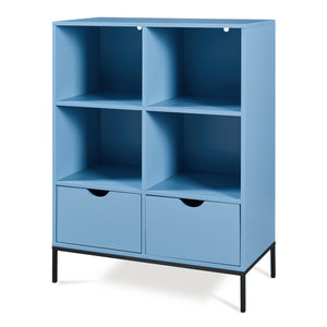 Bokhylla med 2 lådor Colwyn 105x80x40 cm Blå [en.casa]