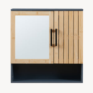 Spegelsskåp Svanes 58x56x13 cm Mörkgrå/Natur [en.casa]