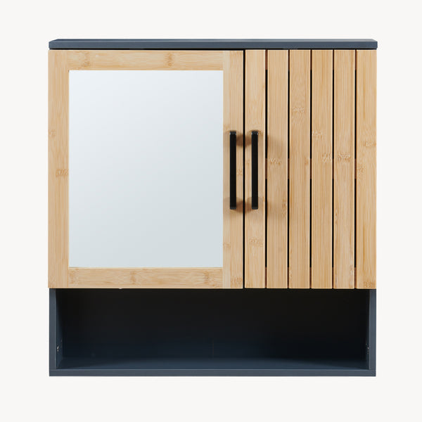 Spegelsskåp Svanes 58x56x13 cm Mörkgrå/Natur [en.casa]