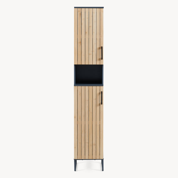 Högskåp Svanes 170x30x30 cm Mörkgrå/Natur [en.casa]