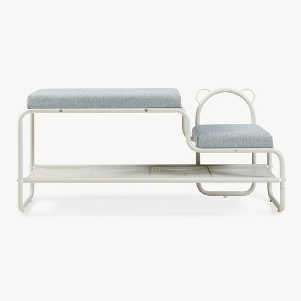 Skobänk med barnpall Jässaatka stål 100x32x46 cm grå [en.casa]