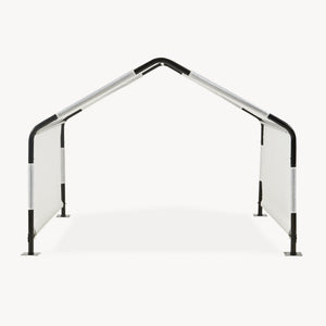 Utomhustält för hund Valevali 122x122x90 cm Svart/Vit [en.casa]