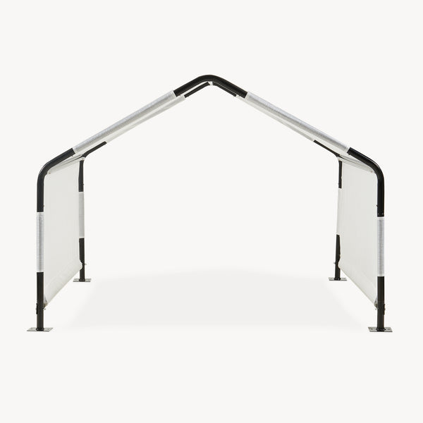 Utomhustält för hund Valevali 122x122x90 cm Svart/Vit [en.casa]