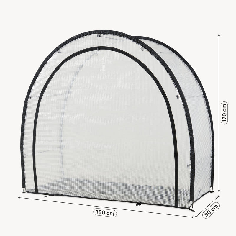 Måttskiss Tomatväxthus av folie Larshasas 180x80x170 cm Transparent [en.casa]