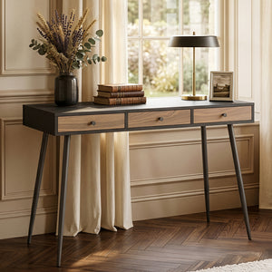 Skrivbordstumba 115x48x76 cm Svart/Valnötsoptik [en.casa]