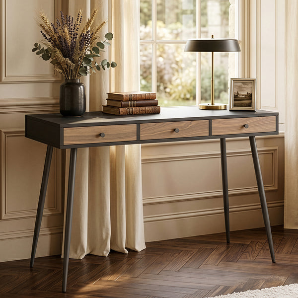 Skrivbordstumba 115x48x76 cm Svart/Valnötsoptik [en.casa]