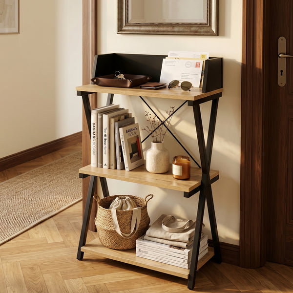 Fristående hylla Kappespoo 84x50x30 cm Svart/Eklook [en.casa]