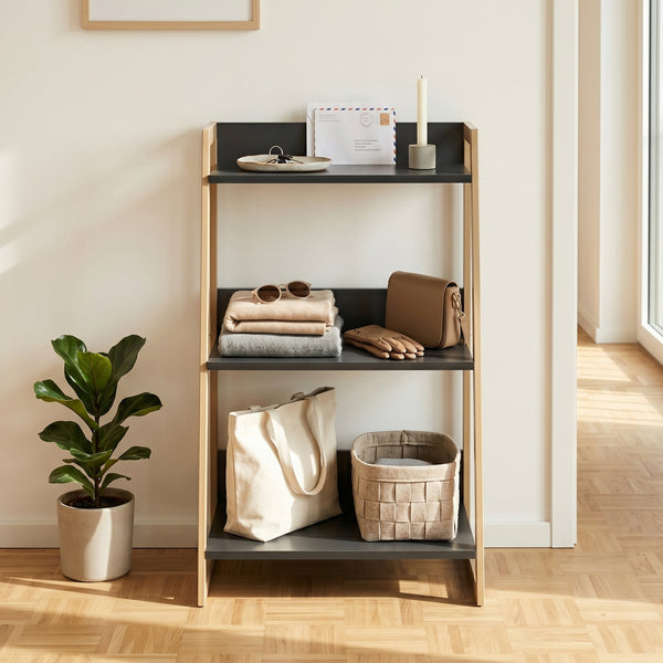 Hyllsystem Kuomi 84x53x47 cm Beige/Mörkgrå [en.casa]