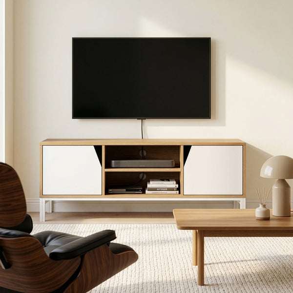 TV-bänk Kerrköndam 120x40x46 cm Eklook/Vit [en.casa]