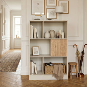 Bokhylla Karena 112x70x30 cm Krämvit/Eklook [en.casa]