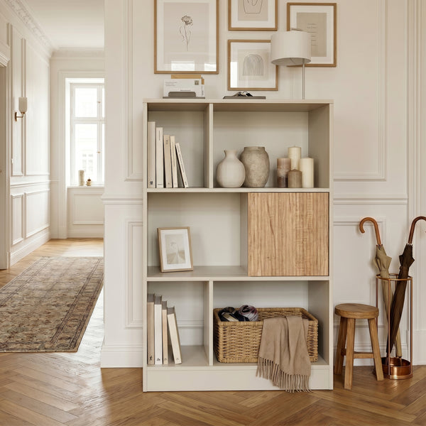 Bokhylla Karena 112x70x30 cm Krämvit/Eklook [en.casa]