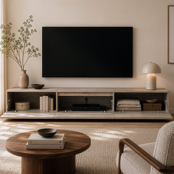 TV-bänk Kapipimso med 3 klaffar 194x31x37 cm eklook, grå [en.casa]