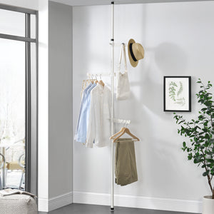 Teleskop klädhängare justerbar 110-305x30cm vit [en.casa]