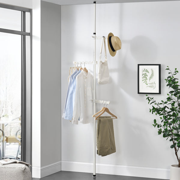 Teleskop klädhängare justerbar 110-305x30cm vit [en.casa]