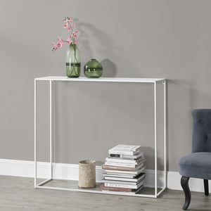 Avlastningsbord Sidobord Sideboard metall vit matt [en.casa]