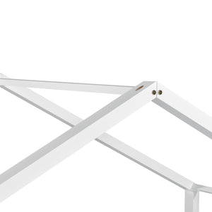 Juniorsäng Vardø hus utförande med ribbotten 200x90cm furu matt vit [en.casa]