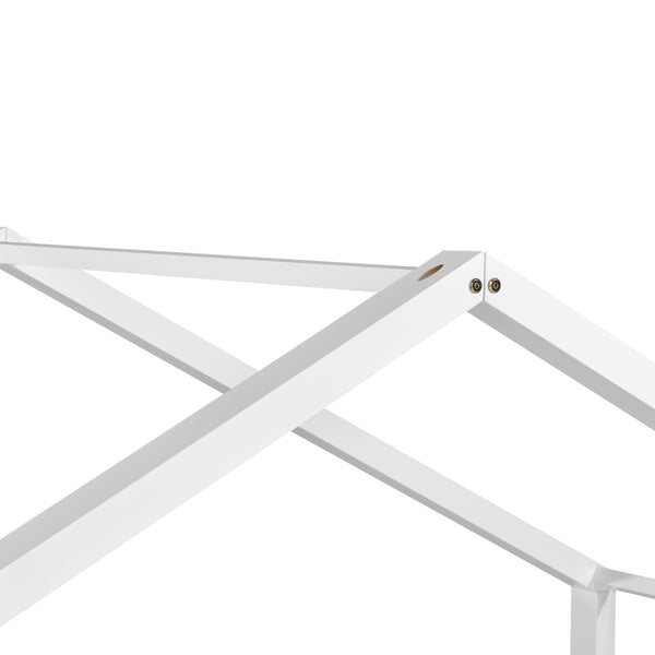 Juniorsäng Vardø hus utförande med ribbotten 200x90cm furu matt vit [en.casa]