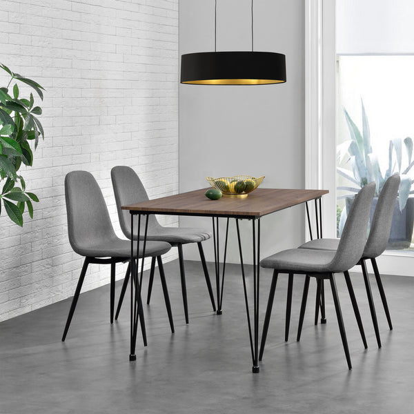 Elegant matbord med hårnålsben stål MDF svart valnötsfärg plats för 4 personer [en.casa]