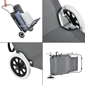 Solsäng med tak och hjul mörkgrå 4 lägen [casa.pro]