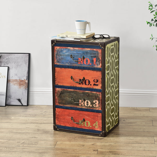 Byrå Goslar med 4 lådor 66x40x30cm MDF konstläder flerfärgad [en.casa]
