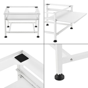 Tvättmaskinsstativ Förhöjningssockel med utdragbar hylla 63x54x41cm stål vit [en.casa]