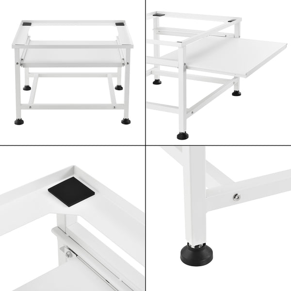 Tvättmaskinsstativ Förhöjningssockel med utdragbar hylla 63x54x41cm stål vit [en.casa]