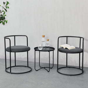 Caféset Älvkarleby bord och 2 stolar stål svart [en.casa]