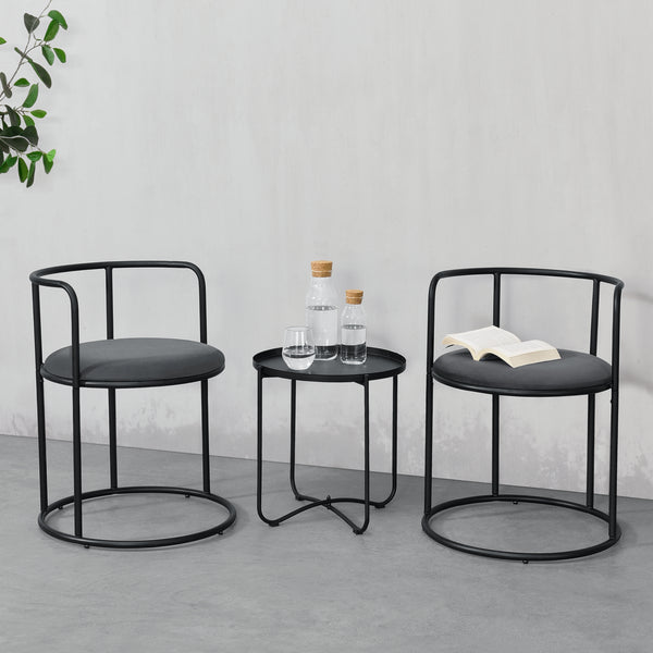 Caféset Älvkarleby bord och 2 stolar stål svart [en.casa]